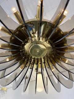 Gino Paroldo Brass and Glass Chandelier by Gino Paroldo Italy 1970s - 2220352
