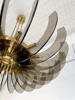 Gino Paroldo Brass and Glass Chandelier by Gino Paroldo Italy 1970s - 2220355