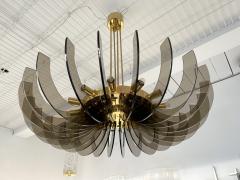 Gino Paroldo Brass and Glass Chandelier by Gino Paroldo Italy 1970s - 2220356