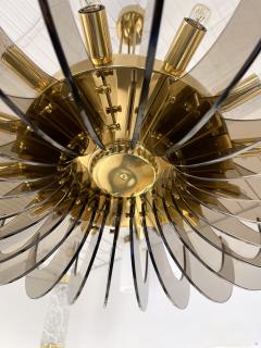 Gino Paroldo Brass and Glass Chandelier by Gino Paroldo Italy 1970s - 2220357