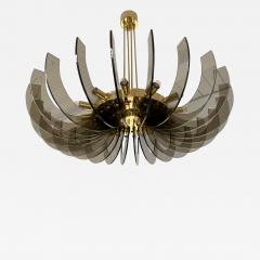 Gino Paroldo Brass and Glass Chandelier by Gino Paroldo Italy 1970s - 2222895