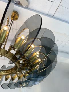 Gino Paroldo Brass and Glass Chandelier by Gino Paroldo Italy 1970s - 2399738