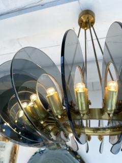 Gino Paroldo Brass and Glass Chandelier by Gino Paroldo Italy 1970s - 2399739