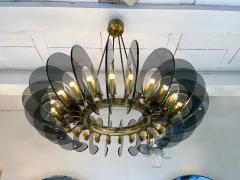 Gino Paroldo Brass and Glass Chandelier by Gino Paroldo Italy 1970s - 2399740
