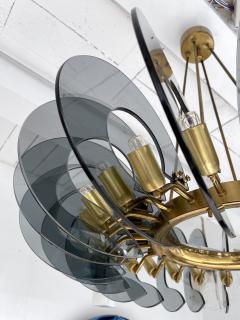 Gino Paroldo Brass and Glass Chandelier by Gino Paroldo Italy 1970s - 2399743