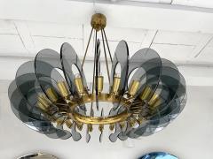 Gino Paroldo Brass and Glass Chandelier by Gino Paroldo Italy 1970s - 2399748