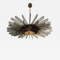 Gino Paroldo Brass and Glass Chandelier by Gino Paroldo Italy 1970s - 3985606