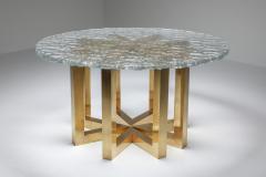 Gino Poli Brass and Cast Glass Round Dining Table by Ettore Gino Poli for Poliarte 1970s - 1918303