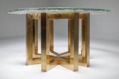 Gino Poli Brass and Cast Glass Round Dining Table by Ettore Gino Poli for Poliarte 1970s - 1918304