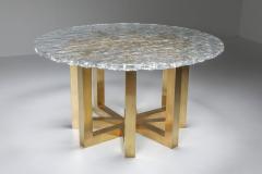 Gino Poli Brass and Cast Glass Round Dining Table by Ettore Gino Poli for Poliarte 1970s - 1918305