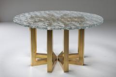 Gino Poli Brass and Cast Glass Round Dining Table by Ettore Gino Poli for Poliarte 1970s - 1918306