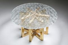 Gino Poli Brass and Cast Glass Round Dining Table by Ettore Gino Poli for Poliarte 1970s - 1918307