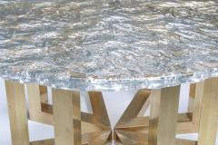 Gino Poli Brass and Cast Glass Round Dining Table by Ettore Gino Poli for Poliarte 1970s - 1918310