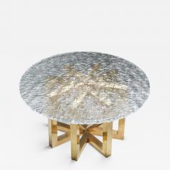 Gino Poli Brass and Cast Glass Round Dining Table by Ettore Gino Poli for Poliarte 1970s - 1919682