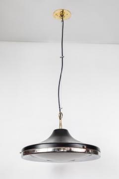 Italian brass chandelier with 3 opaline glass in Gino Sarfatti