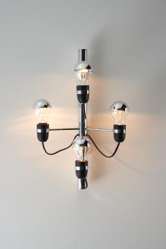 Gino Sarfatti Chrome and Steel Four Light Wall Sconce in the Style of Gino Sarfatti 1970s - 4499114