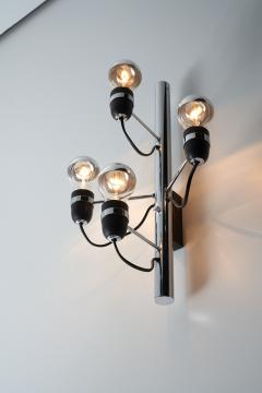 Gino Sarfatti Chrome and Steel Four Light Wall Sconce in the Style of Gino Sarfatti 1970s - 4499118