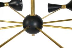 Gino Sarfatti Gino Sarfatti Italian Mid Century Stilnovo Diabolo Black and Gold Chandelier - 4272675