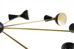 Gino Sarfatti Gino Sarfatti Italian Mid Century Stilnovo Diabolo Black and Gold Chandelier - 4272676