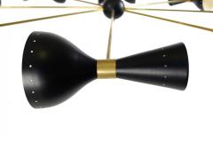 Gino Sarfatti Gino Sarfatti Italian Mid Century Stilnovo Diabolo Black and Gold Chandelier - 4272678
