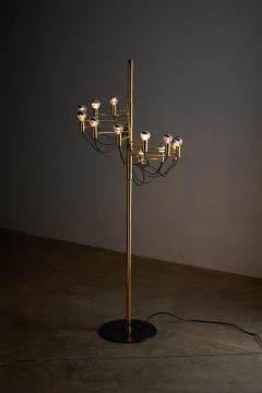 Gino Sarfatti Italian Brass and Steel 12 Light Floor Lamp 1970s - 4499393