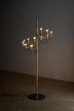 Gino Sarfatti Italian Brass and Steel 12 Light Floor Lamp 1970s - 4499394