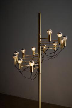 Gino Sarfatti Italian Brass and Steel 12 Light Floor Lamp 1970s - 4499396