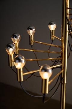 Gino Sarfatti Italian Brass and Steel 12 Light Floor Lamp 1970s - 4499397