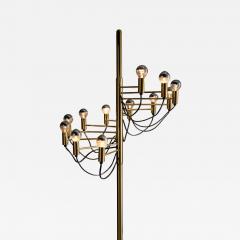 Gino Sarfatti Italian Brass and Steel 12 Light Floor Lamp 1970s - 4503957