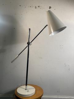 Gino Sarfatti MODERNIST ADJUSTABLE WHITE ENAMEL CHROME CONE SHADE LAMPS - 4496400