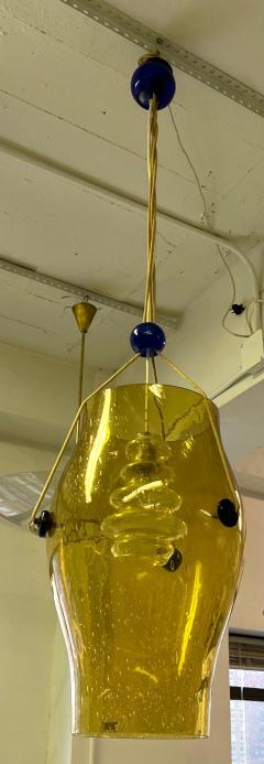 Gino Vistosi Italian Gold and Cobalt Blue Venetian Murano Glass Chandelier by Vistosi 1970 - 2372043