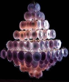 Gino Vistosi Majestic Chandelier Amethyst or Pink Murano Glass Discs by Gino Vistosi 1970s - 1235024