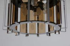 Gino Vistosi Midcentury Six Lights Black and Chromed Chandelier Attributed to Gino Vistosi - 3095465