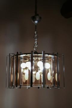 Gino Vistosi Midcentury Six Lights Black and Chromed Chandelier Attributed to Gino Vistosi - 3095474