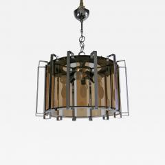 Gino Vistosi Midcentury Six Lights Black and Chromed Chandelier Attributed to Gino Vistosi - 3098966