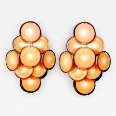 Gino Vistosi Pair of Vistosi Disc Murano Glass Sconces or Wall Light 1970s - 1563354