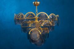 Gino Vistosi Vistosi Gray Murano Glass Disc Chandelier Italy 1970s - 2057444