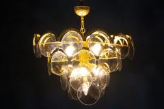 Gino Vistosi Vistosi Gray Murano Glass Disc Chandelier Italy 1970s - 2057446