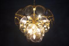 Gino Vistosi Vistosi Gray Murano Glass Disc Chandelier Italy 1970s - 2057447