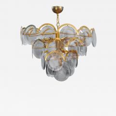 Gino Vistosi Vistosi Gray Murano Glass Disc Chandelier Italy 1970s - 2060140