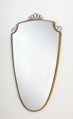 Gio Ponti 1940s Brass Shield Shaped Mirror - 2093284