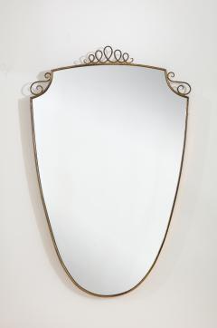 Gio Ponti 1940s Brass Shield Shaped Mirror - 2093286