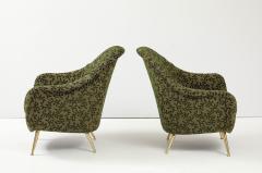 Gio Ponti 1950s Gio Ponti Style Modernist Italian Lounge Chairs In Velvet Upholstery - 4227973