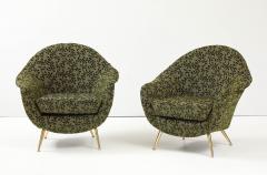 Gio Ponti 1950s Gio Ponti Style Modernist Italian Lounge Chairs In Velvet Upholstery - 4227974
