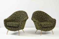 Gio Ponti 1950s Gio Ponti Style Modernist Italian Lounge Chairs In Velvet Upholstery - 4227977