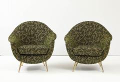 Gio Ponti 1950s Gio Ponti Style Modernist Italian Lounge Chairs In Velvet Upholstery - 4227978
