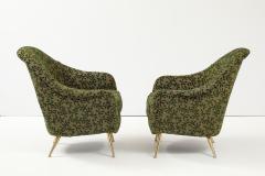 Gio Ponti 1950s Gio Ponti Style Modernist Italian Lounge Chairs In Velvet Upholstery - 4227980