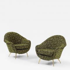 Gio Ponti 1950s Gio Ponti Style Modernist Italian Lounge Chairs In Velvet Upholstery - 4229923