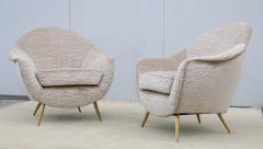 Gio Ponti 1950s Gio Ponti Style Modernist Italian Lounge Chairs In Velvet Upholstery - 4346204