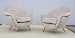 Gio Ponti 1950s Gio Ponti Style Modernist Italian Lounge Chairs In Velvet Upholstery - 4346206